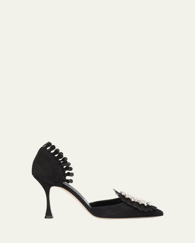 Shog Suede Jewel-Embellished Pumps